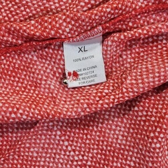 Grand & Greene Women's Top Blouse Size XL Red & White Pattern Long Sleeve - Picture 3 of 14